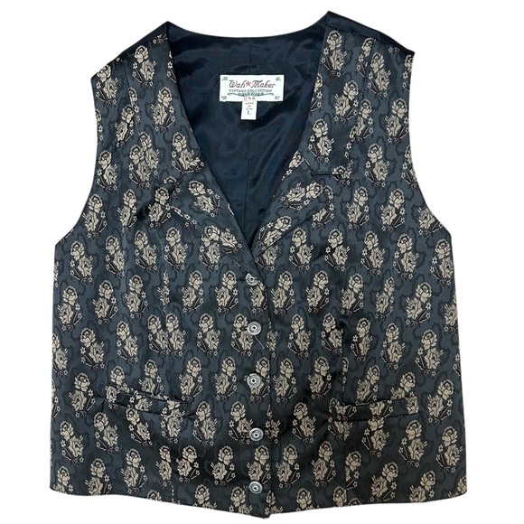 Wah-Maker women’s old west floral jacquard vest size large Victorian frontier - Picture 1 of 8